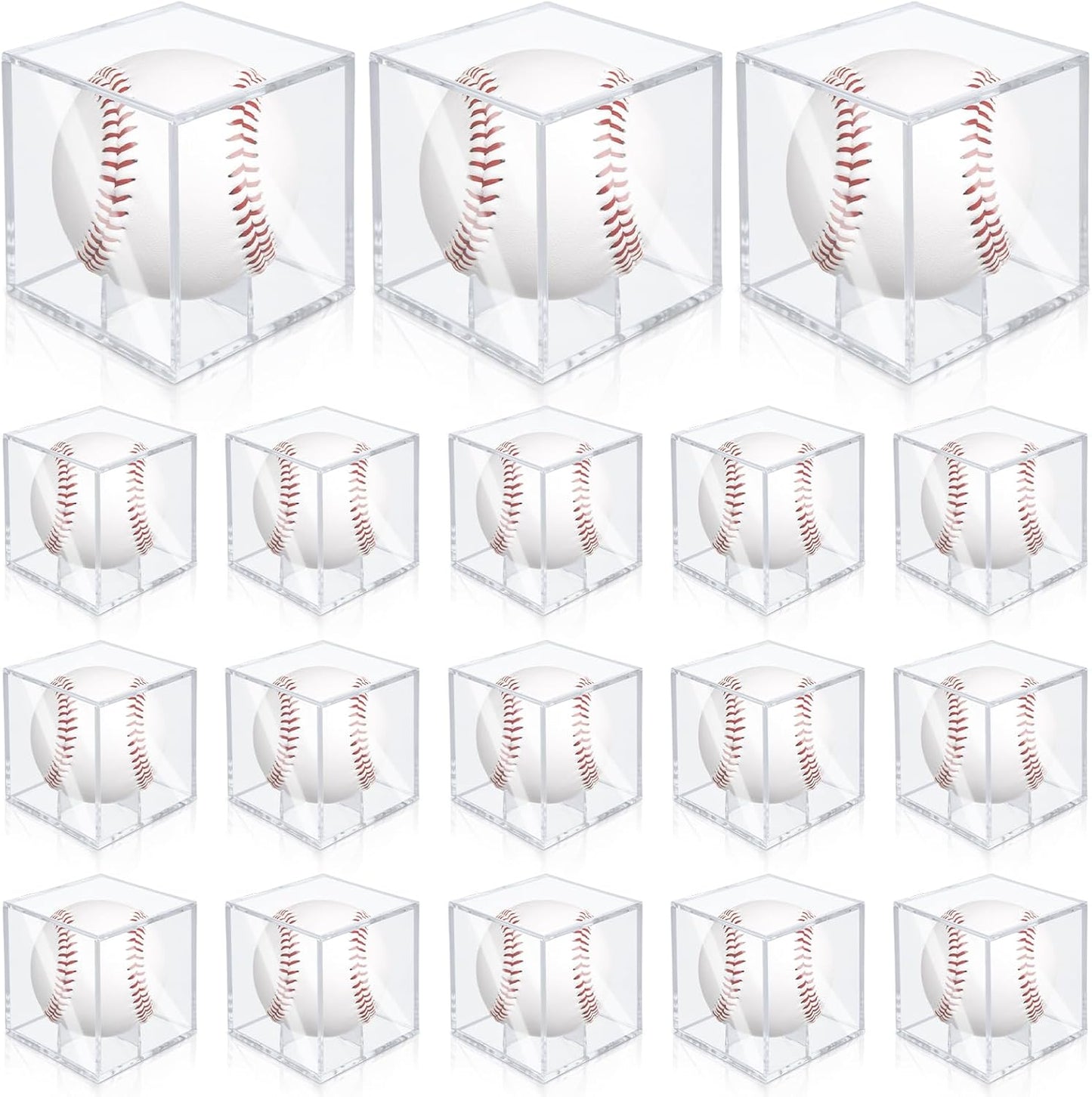 STARVAST 18 Pack Baseball Display Case, UV Protected Square Ball Holder, Clear Acrylic Display Case for Autographed Baseball and Golf Ball, Official Size Box