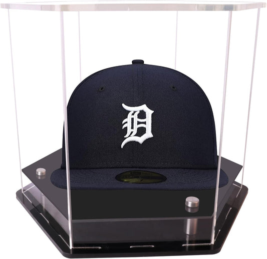 Hat Display Case,Baseball Cap hat Box,Hexagons Clear Acrylic Display Case Baseball or Snapback Caps/Cap of Any Mini (10 inx 8.7 in x 7.9 in)