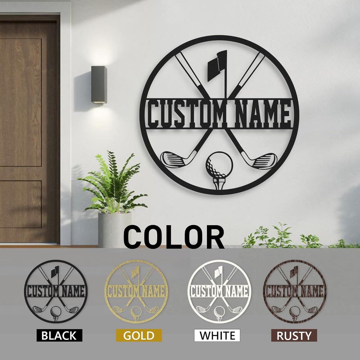Personalized Golf Metal Wall Art, Vintage Golf Wall Decor, Custom Signs Outdoor Metal, Sports Theme Home Decor for Man Cave Office Garage Bar, Personalized Golf Gifts for Men Dad Father Color02