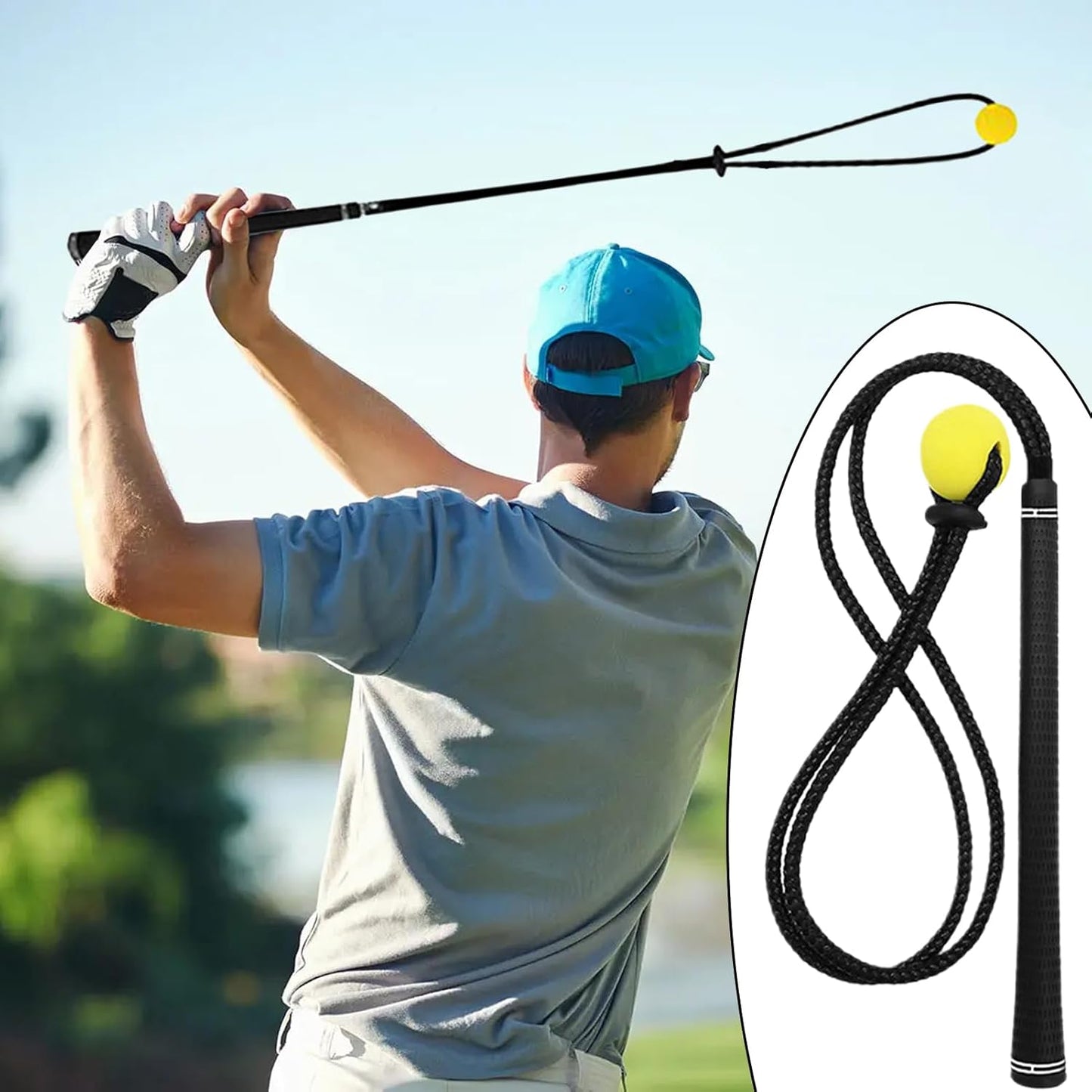 Adjustable Golf Swing Trainer – Rope Training Aid for Speed Rhythm and Power, Practice Equipment | Enhances Flexibility Strength and Accuracy for Men Women Beginners Seniors Junior Golfers