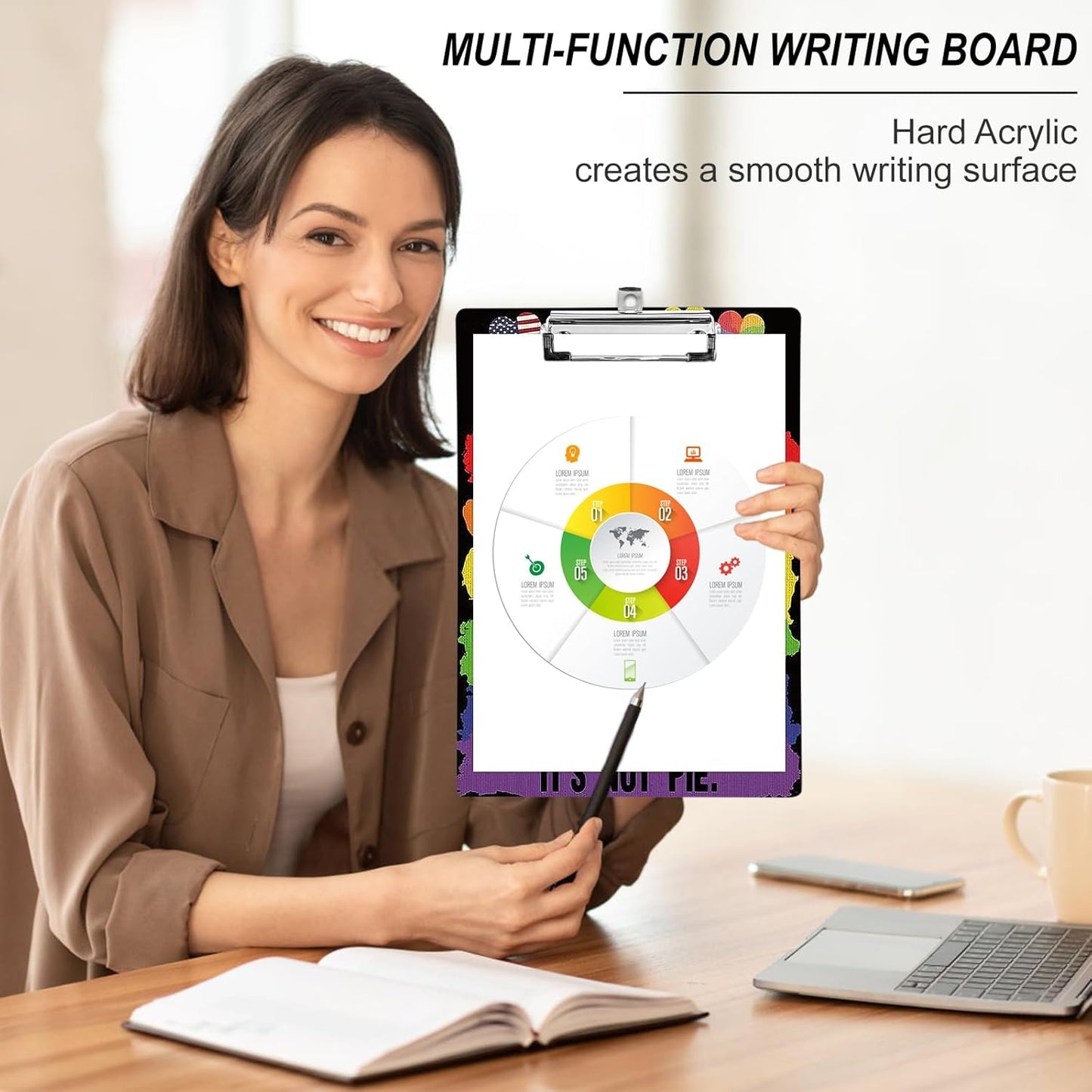 Plastic A4 Clipboards, Cute Fashion Clipboard Decorative, 12.2" x 8.7" Standard A4 Size Clipboards, Plastic Acrylic Clipboard for Teacher, Social Worker, Students,Women, Office Supplies (Black)