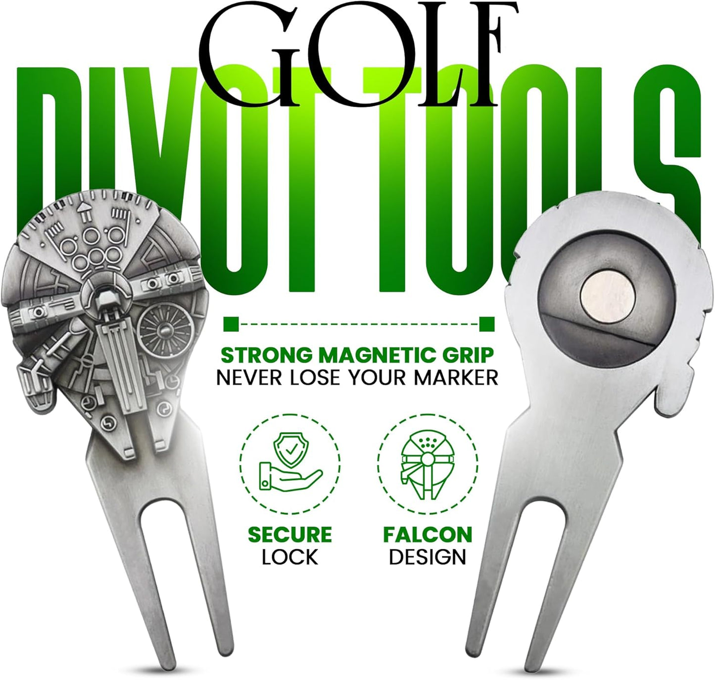 K9King Premium Golf Divot Repair Tool and Ball Marker with Magnetic Hat Clip - Premium Golf Accessories for Enhanced Golfing Fun - Falcon Golf Divot Tool for Golfers - Groove Cleaner