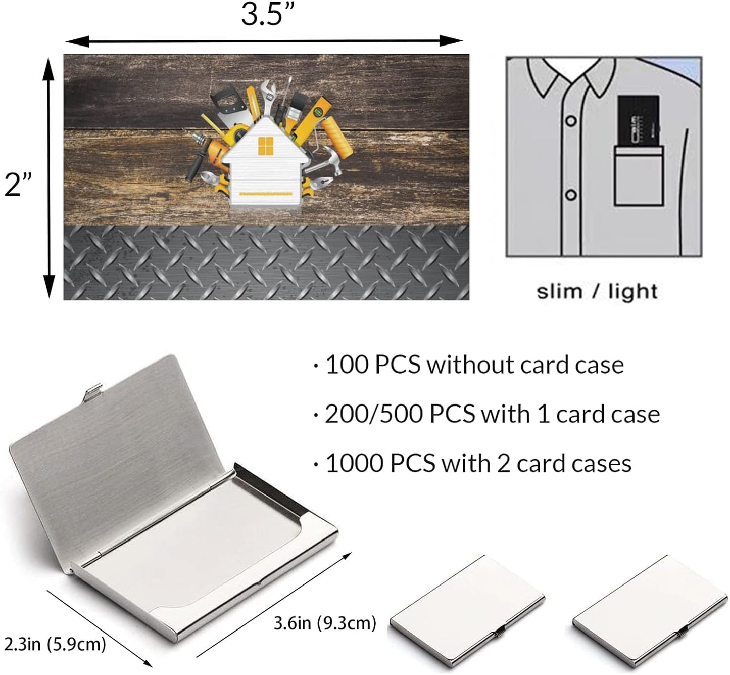 Custom Business Cards 100PCS Double-sided Printing Business Cards Customize with Your Logo Personalized 3.5"x 2" Cards for Business - Handyman