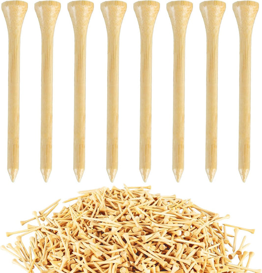 Bamboo Golf Tees 1000 PCS, 2-3/4 inch(70mm) & 3-1/4 inch (83mm) Length, Stronger Than Wood Tees
