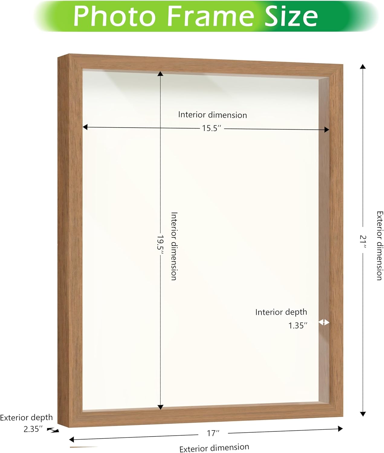 FrameWorks 16" x 20" Original Golden Oak Wooden Shadow Box Frame – Soft Felt Back, Tempered Glass, and Included Elegant White Ball Push Pins