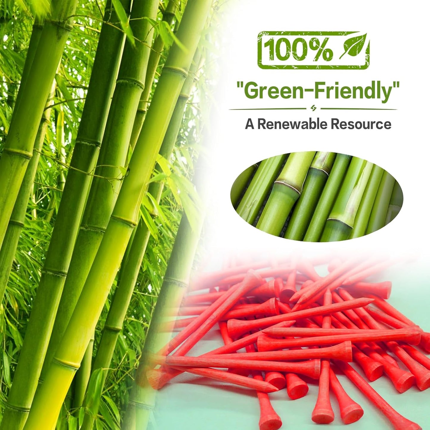 FINGER TEN Bamboo Golf Tees Wood 1 1/2 2 3/4 3 1/4 Inch Wooden Short Long Tee Color Bulk 250/500/1000/2000 Count for Men Women Kids in Red Pink USA Flag