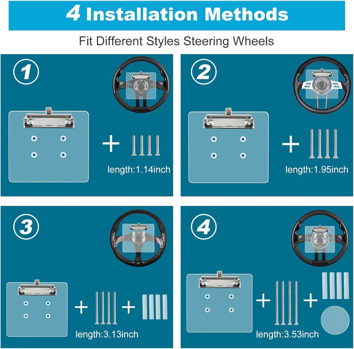 MOSNAI Golf Cart Steering Wheel Scorecard Holder with Pencil Holder & Clip Fit for Club Car DS & Precedent EZGO TXT & RXV Yamaha Golf Carts