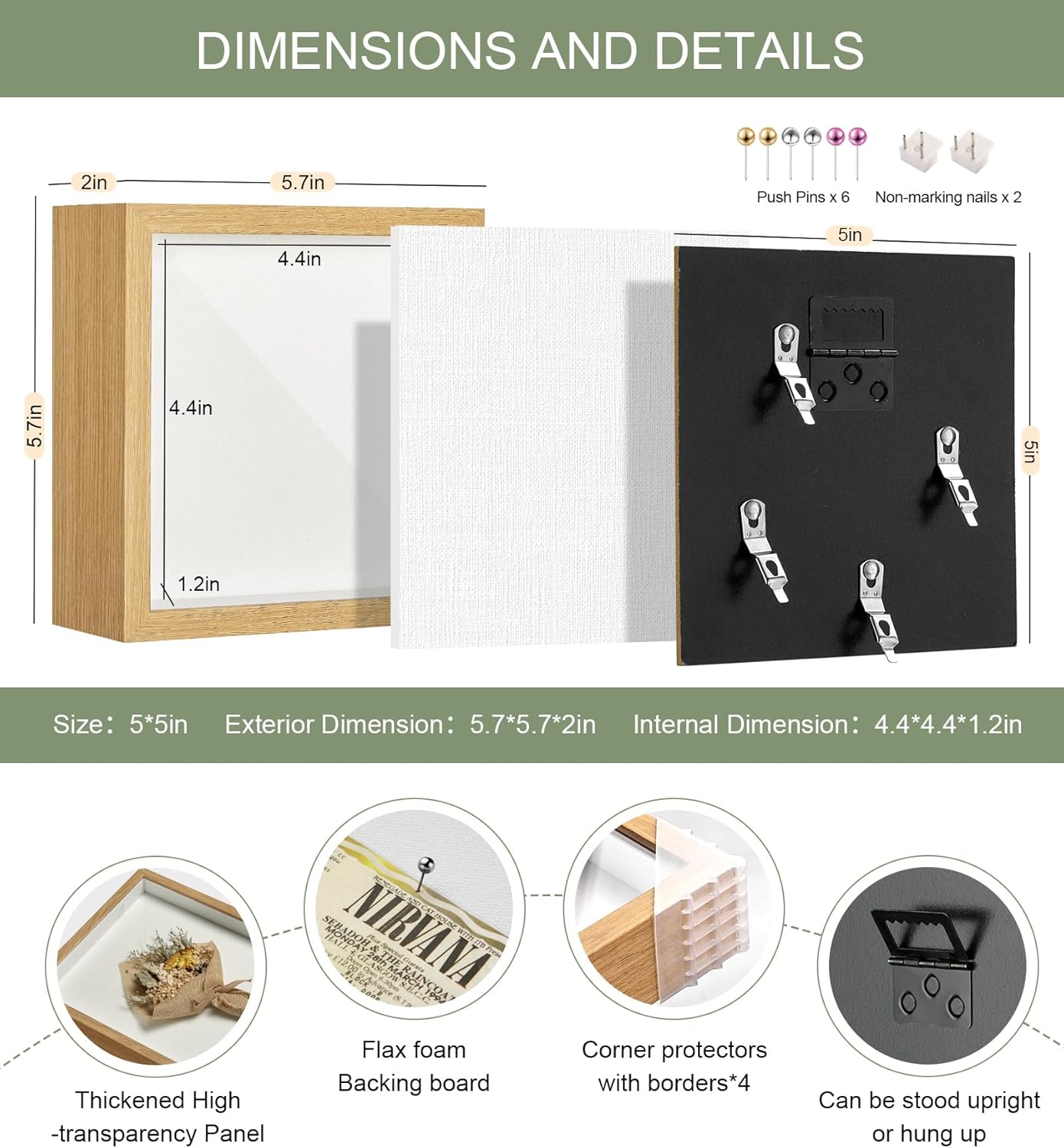 5x5 Mini Shadow Box Display Case Picture Frame with Soft Linen Back,Small Deep Black Shadow Box 5x5 for Flowers Medal Display Case Jersey pet Graduation Memorabilia Baby Ltems Crafts Photos