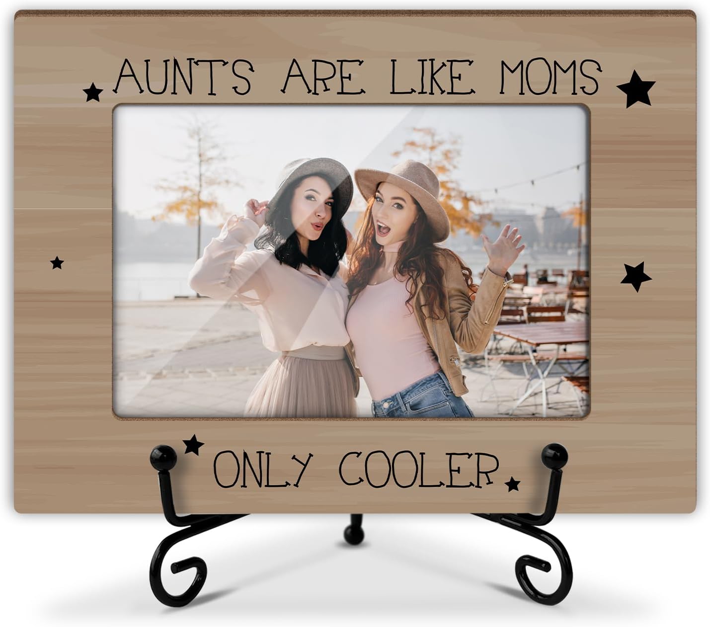 Aunt Picture Frame, Wooden Photo Frame with Stand, Auntie Gifts Birthday Gifts for Women Aunt Auntie Mom Sister, Home Office Desk Decor Photo Frame Tabletop Display -xk27