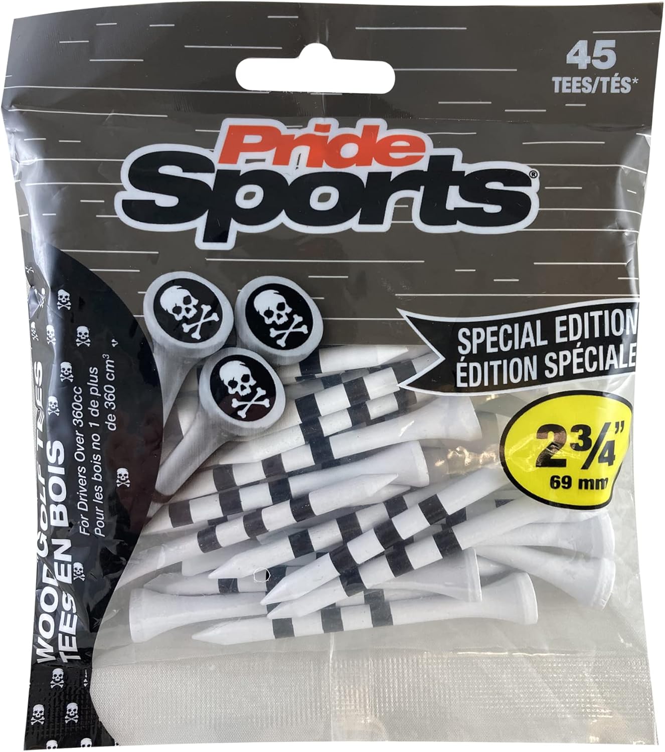 PrideSports 2-3/4" Skull & Cross Bone Tees, White, (PS23445SKL)