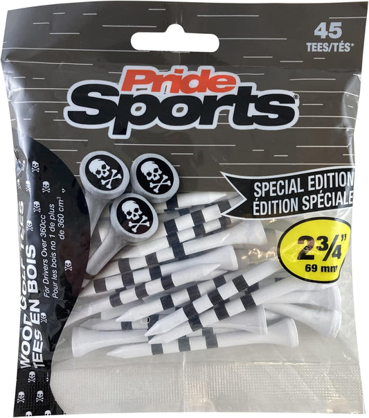 PrideSports 2-3/4" Skull & Cross Bone Tees, White, (PS23445SKL)