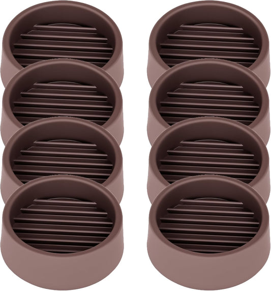 Non Slip Furniture Pads, 1.5” Round Rubber Caster Cups, 8 Pcs Furniture Coasters, Anti-Slip Gripper, Anti Slide Furnitures Feet Floor Protectors for Bed Couch Stoppers - Brown