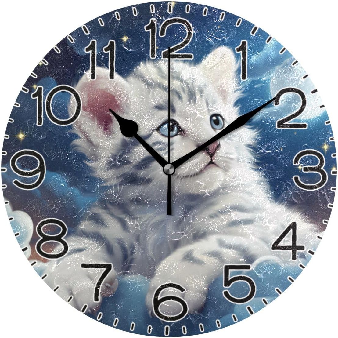 Cute Tiger Animal Wall Clock Battery Operated Non Ticking Silent Quartz Analog Rustic Farmhouse Round Clock Retro Decor for Home Kitchen Living Room Bathroom