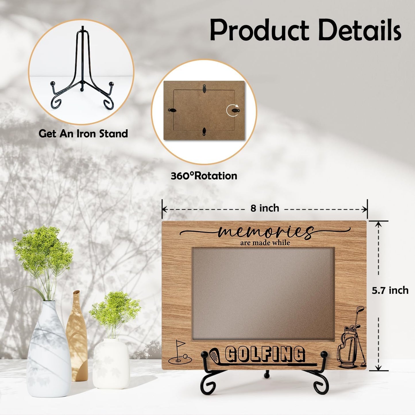 Golf Picture Frame, Golf Flag Frame, Gifts For Friends, Golf Decor Golf Decorations, Table Decor Wooden Picture Frame, 4x6 Frame-TJ06