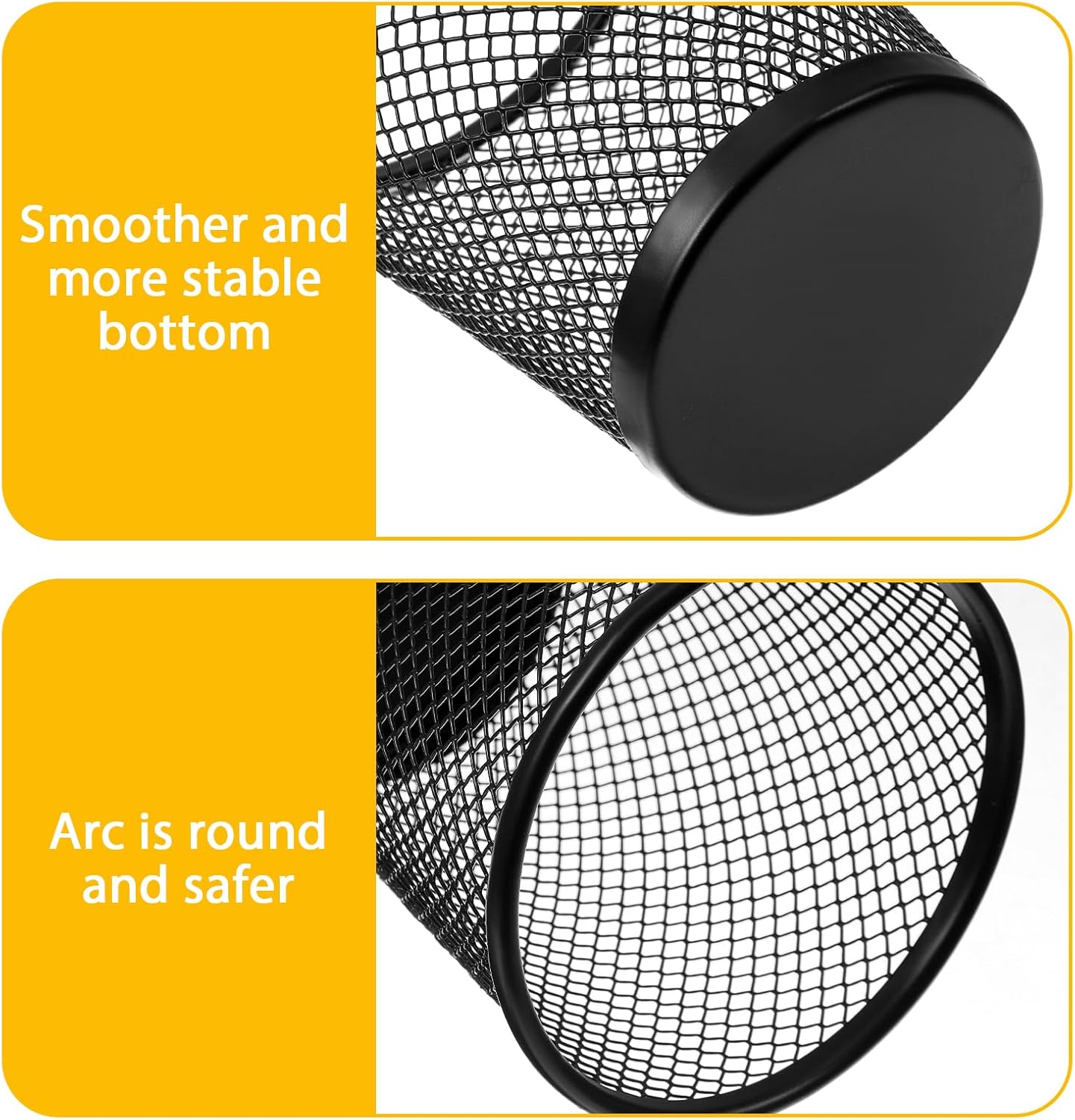 24 Pack Mesh Pen Holders, Bulk Metal Desk Organizer Pencil Cups, Round Premium Black Pencil Holders with Open Mesh Design for Home, Office Supplies, Makeup Brushes