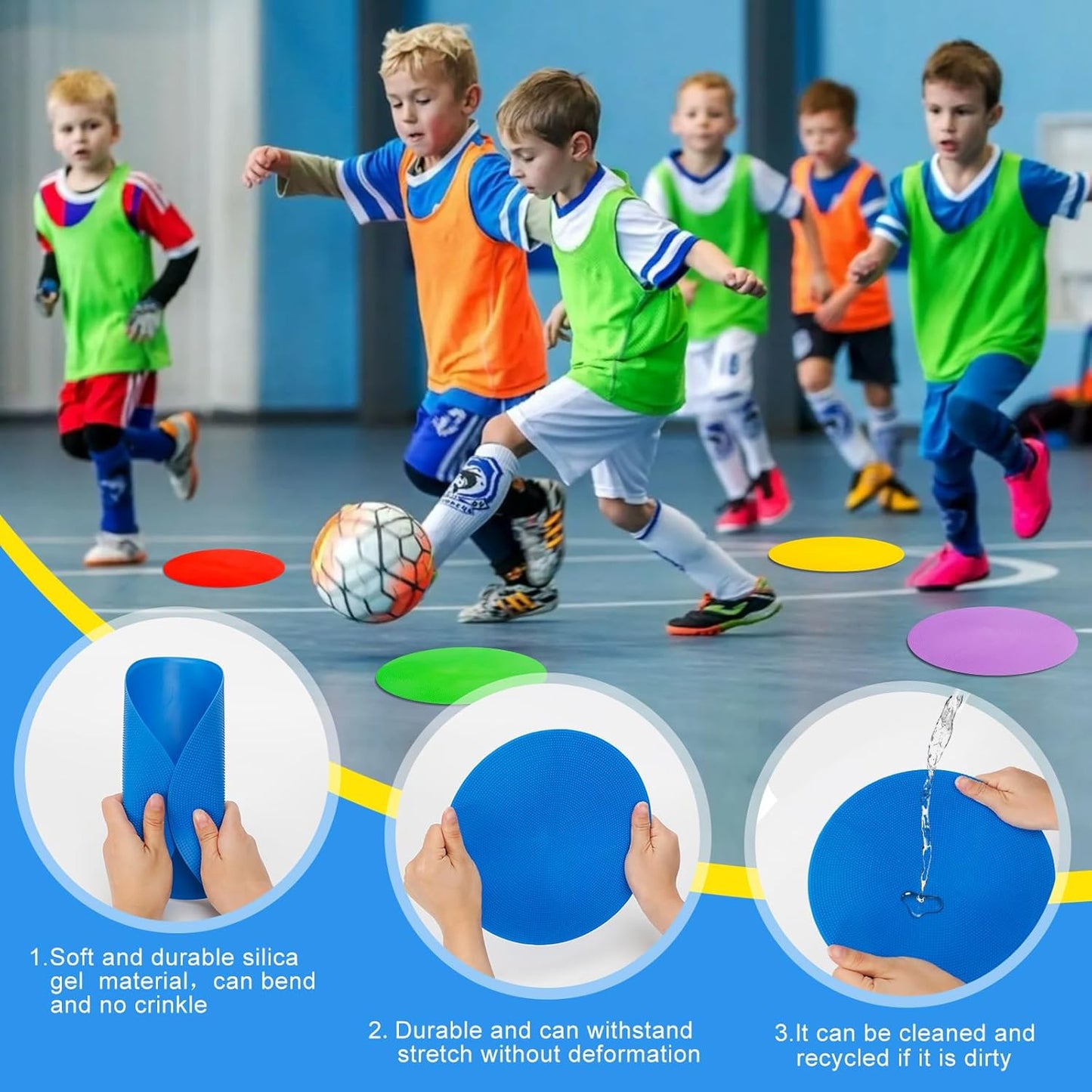 9 inch Spot Markers Flat Field Cones, Non Slip Rubber Agility Markers Flat Field Cones for Soccer Basketball Sports Speed Agility Training （18 pcs）