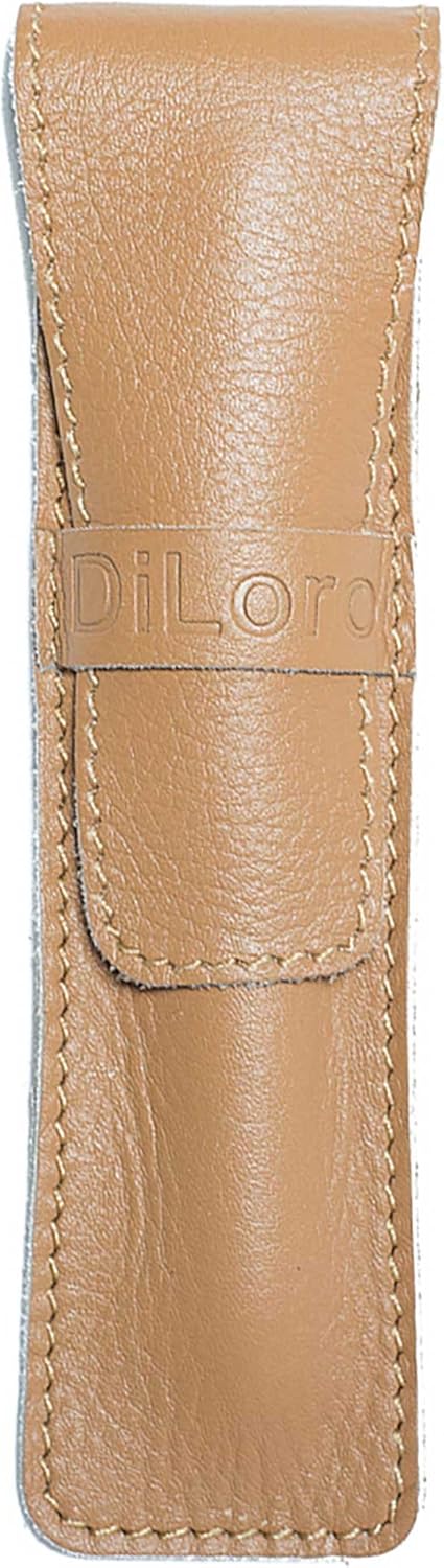 DiLoro Full Grain Genuine Leather Single Pen Case Sleeve Holder Pouch Pencil Protector (Buffalo Caramel)