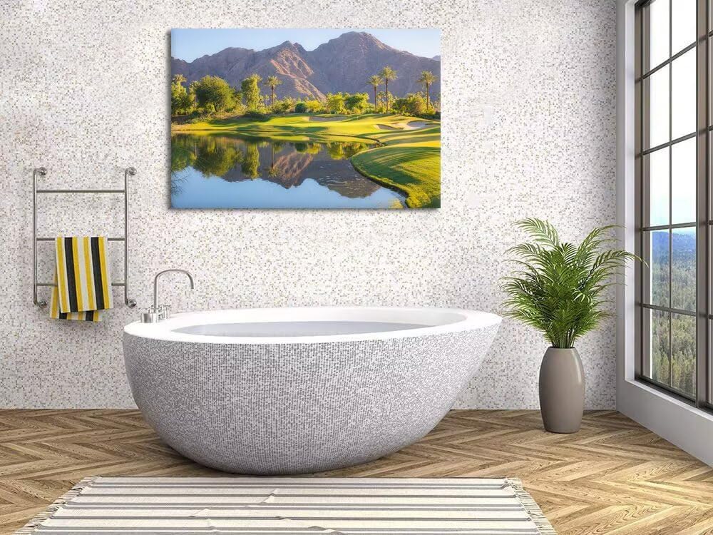 Indian Wells Golf Course Wall Art for Office USA California Golf Course Picture Poster Print on Canvas for Living Room Bedroom Bathroom Home Decorations Framed Ready to Hang(12''H x 16''W)