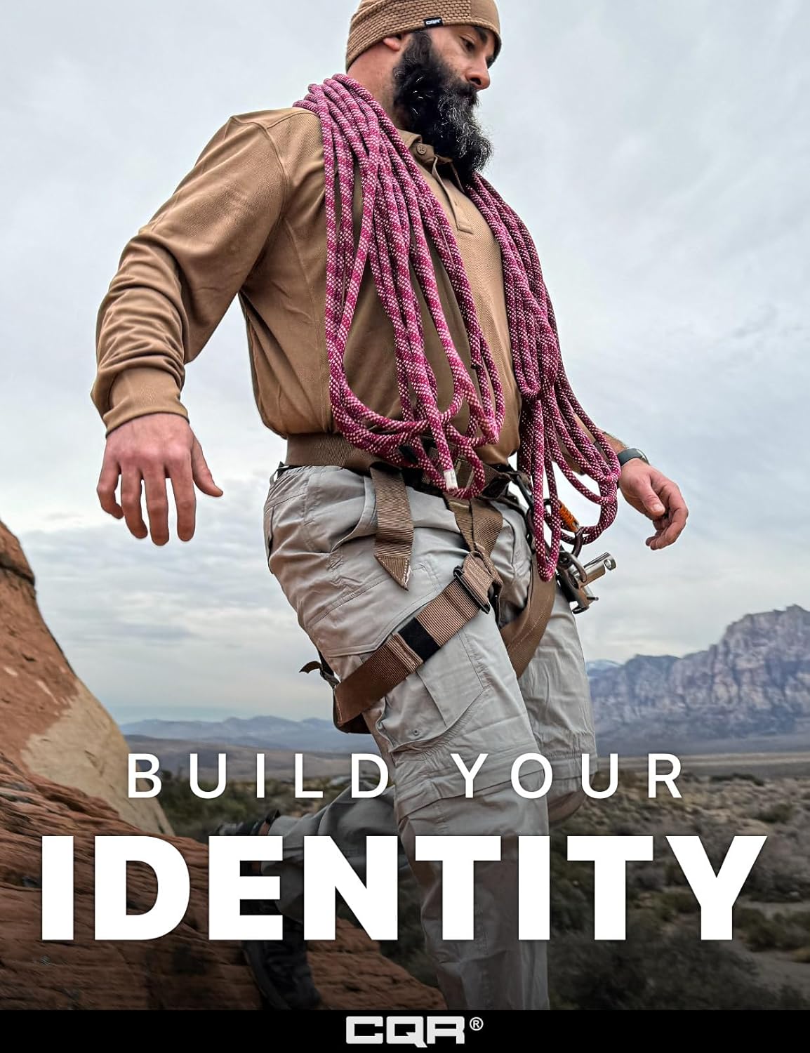 CQR Men's Polo Shirt, Long Sleeve Tactical Shirts, Outdoor UPF 50+ Pique Shirt, Dry Fit Lightweight Golf Shirts