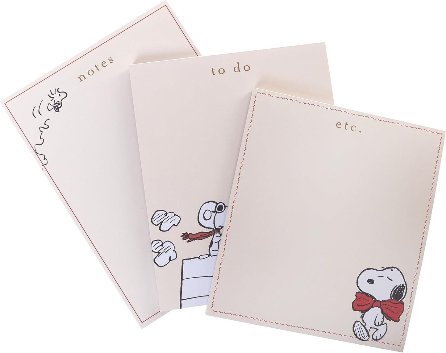 Graphique Peanuts Assorted Notepads Luxe Collection, Set of 3 Snoopy Memo Pads, 60 Sheets/Pad, 6.3” x 8.46”