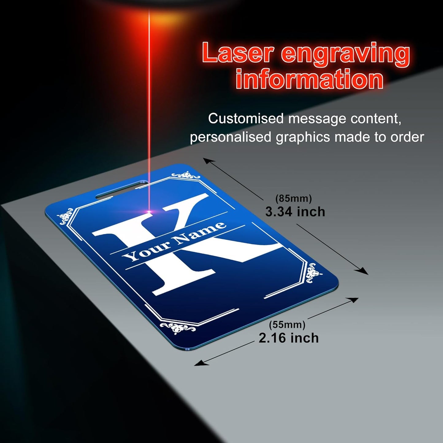 Personalized Initial Luggage Tags - Metal Engraved Custom Name ID Tag for Kids Women - Travel Bag Backpack Tags - 1 Count