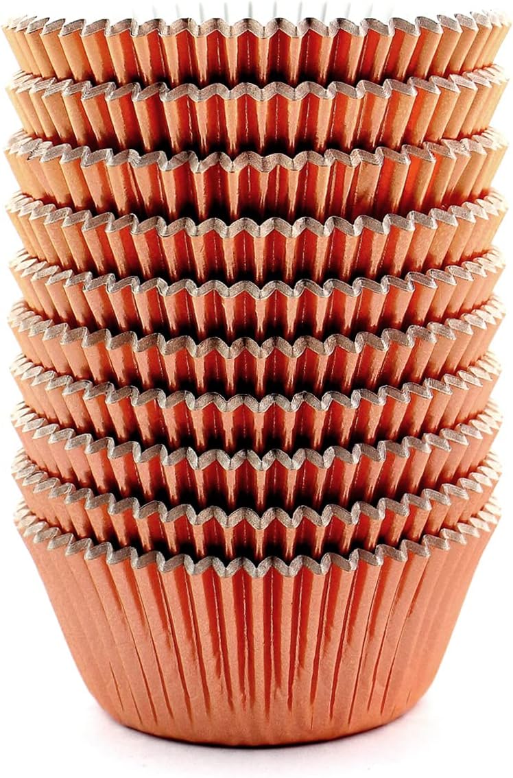 Eoonfirst Rose Gold Foil Cupcake Case Liners Valentine's Day Baking Muffin Paper Cups 200 Pcs