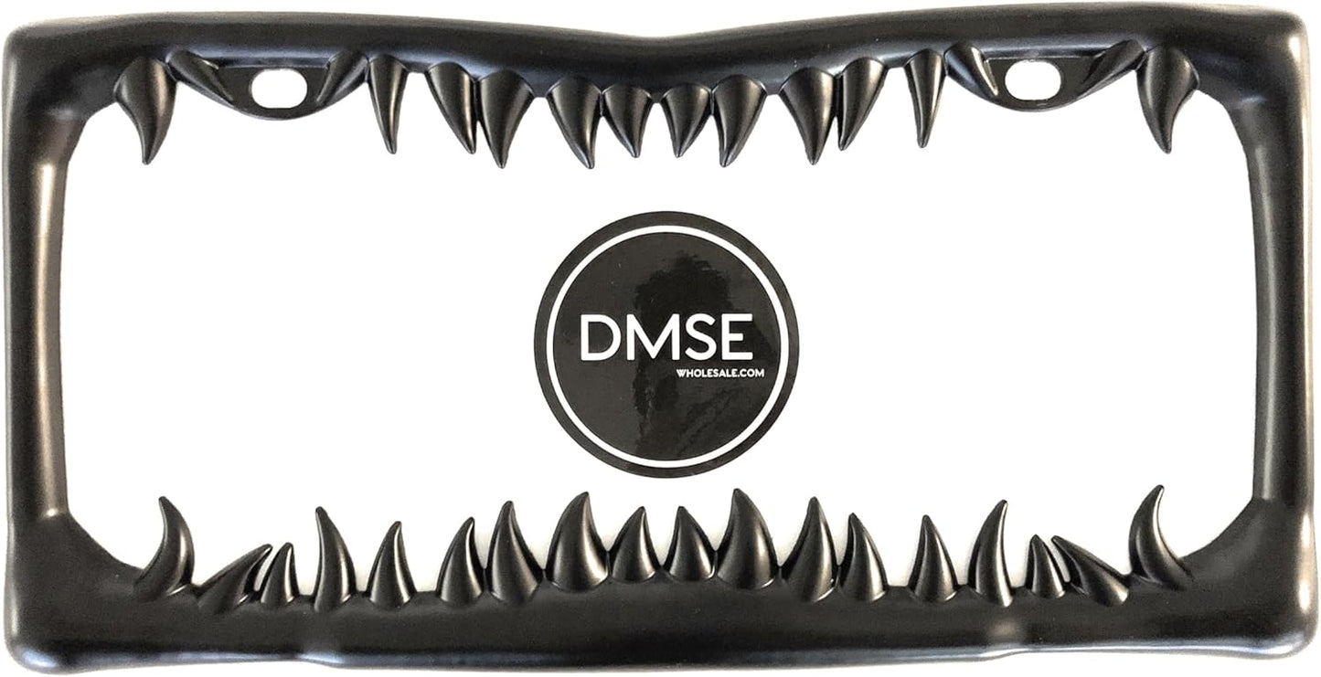 DMSE Jaws License Plate – Shark License Plate Frame Metal Universal 3D Teeth Built for Any Vehicle.