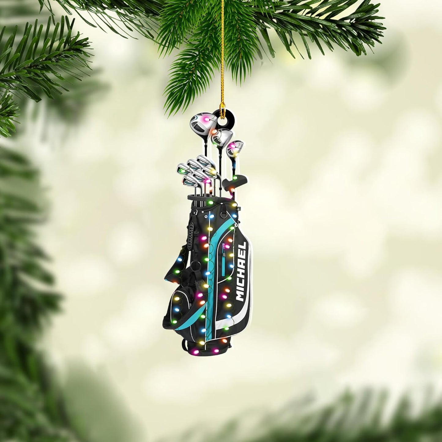 Personalized Golf Ornaments for Christmas Tree 2025 Custom Golf Christmas Ornament Golfing Bag Ornament Sports Golf Cart Ornaments Gift for Golfer Bag Golfing Lovers Hanging Decoration (G12)