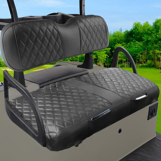 EZGO RXV Seat Cover, Golf Cart Front Seat Cover Fit for EZGO RXV OEM Ordinary Seat Cushion, Thick Vinyl Leather Comfortable/Breathable, No Need Any Tools or Detaching Armrests