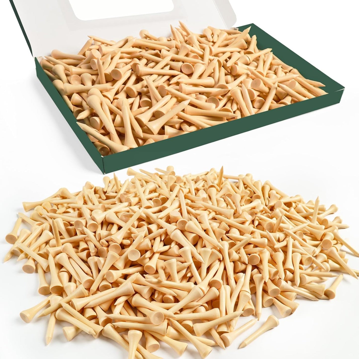 FINGER TEN Bamboo Golf Tees Wood 1 1/2 2 3/4 3 1/4 Inch Wooden Short Long Tee Color Bulk 250/500/1000/2000 Count for Men Women Kids in Red Pink USA Flag