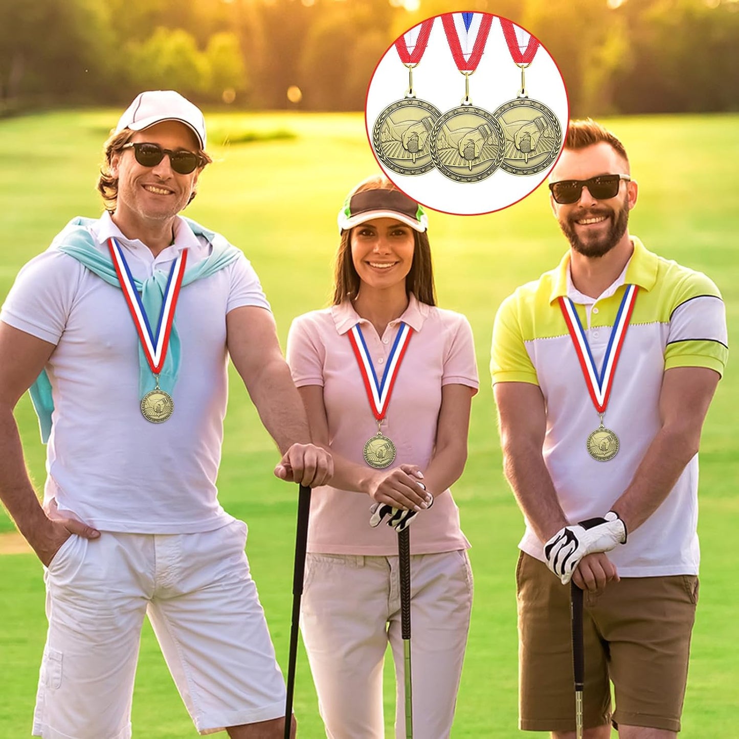 36 Pcs 2'' Gold Medals Bulk Volleyball Football Basketball Soccer Baseball Archery Dink Ball Cheer Track Bowling Awards Medals with Ribbons for Sports Participation Winner Gift