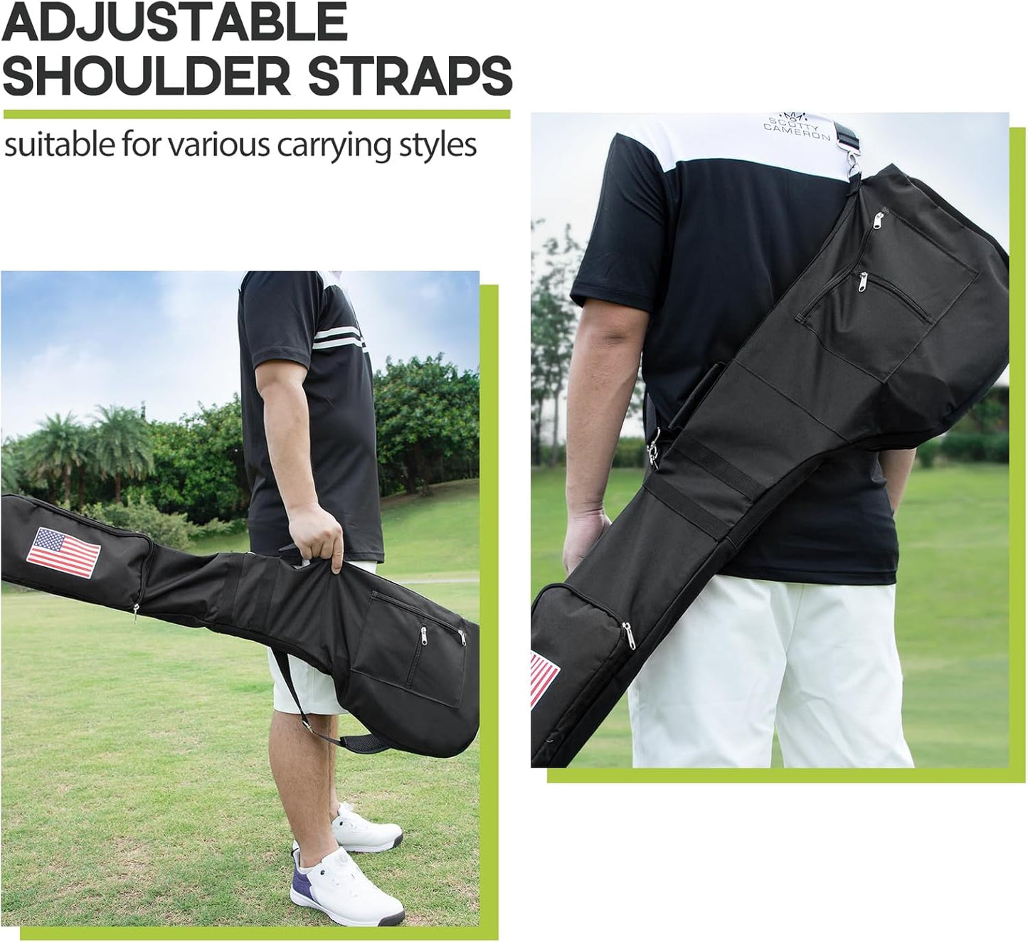 Golf Club Bag, Portable Foldable Mini Golf Carry Bag Lightweight Golf Sunday Bag for 8-10 Golf Clubs, Waterproof Golf Club Travel Bag for Women, Men