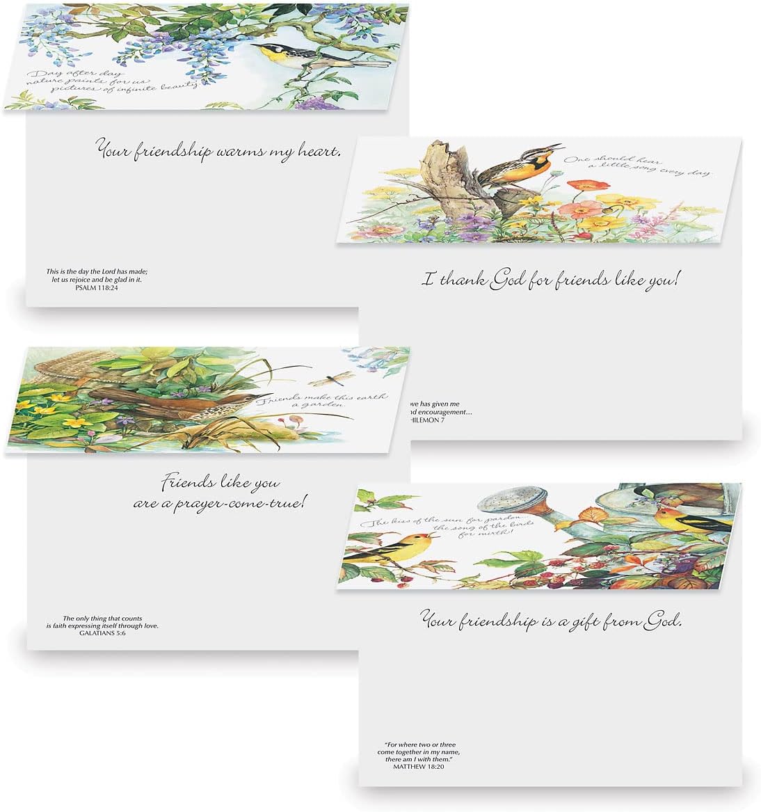 Current Nature's Serenade Religious Thinking of You Friendship Greeting Card Set - Value Pack of 20 Cards With White Envelopes for Friends & Family, 10 Designs, Large 5" x 7" Assortment