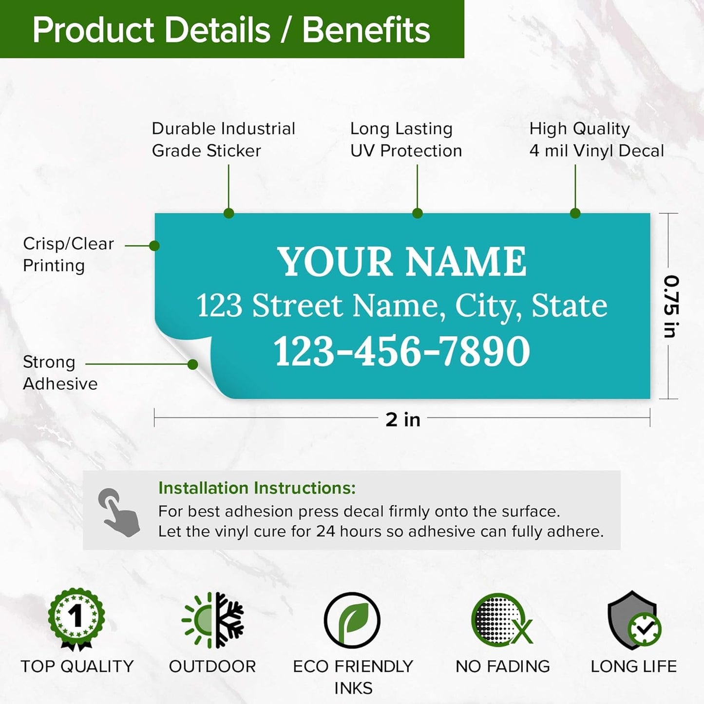 Custom Teal Golf Club ID Labels, Personalized Golf Club Name Sticker,0.75x2 Inches, Set of 30, 4 Mil Vinyl Decal Stickers Weather Resistant, Made in USA by My Sign Center