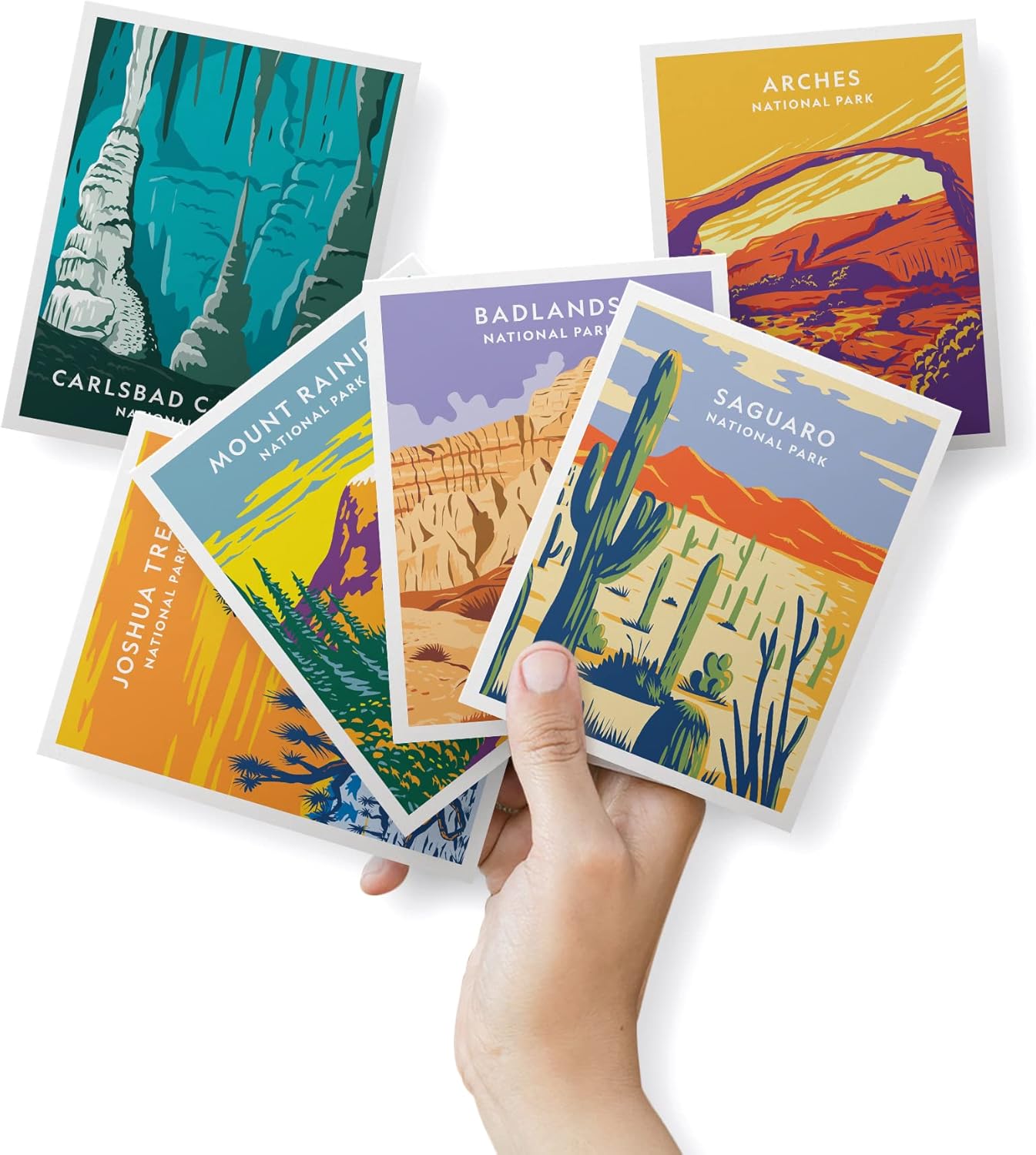 Twigs Paper - Assorted Art National Parks Greeting Cards - Stationery Cards with Envelopes - Thank You and Blank Note Cards - Greeting Cards for All Occasions - Made in USA (5.5 x 4.25, Set of 12)