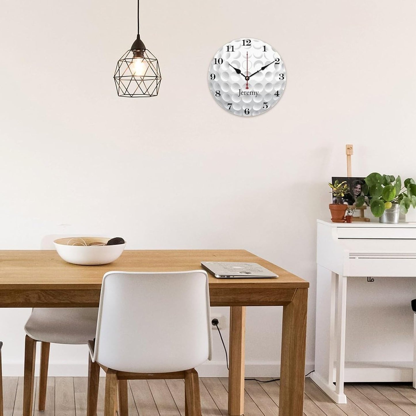 Golf Ball Personalized Name Wall Clocks Battery Operated 10 inch Golf Gifts Clocks Decorative Silent Kids Wall Clock with Name Custom Kids Birthday Gifts Children Room Decor, Style-12