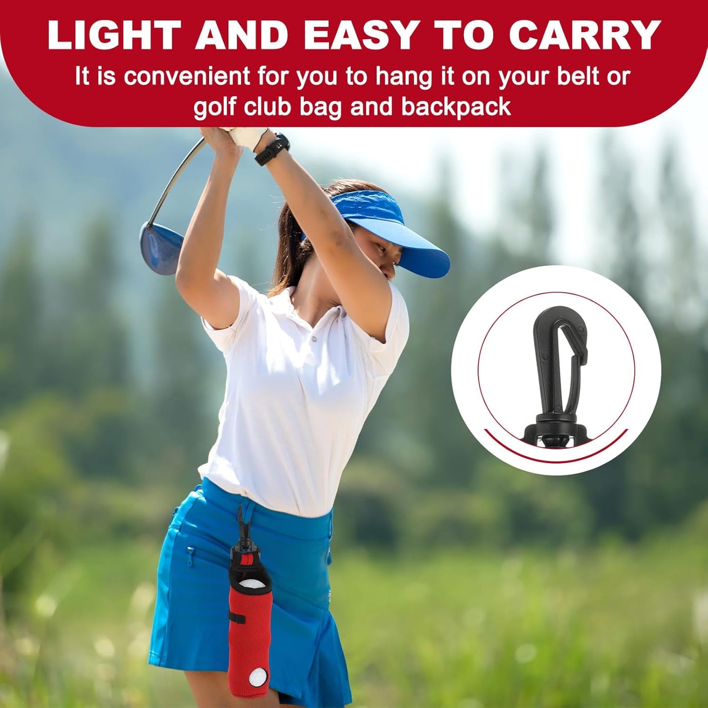 uxcell Golf Ball Carry Bag, Waist-Mounted Storage Bag Neoprene Golf Tee Holder Pouch with Lightweight Hook for Men and Women