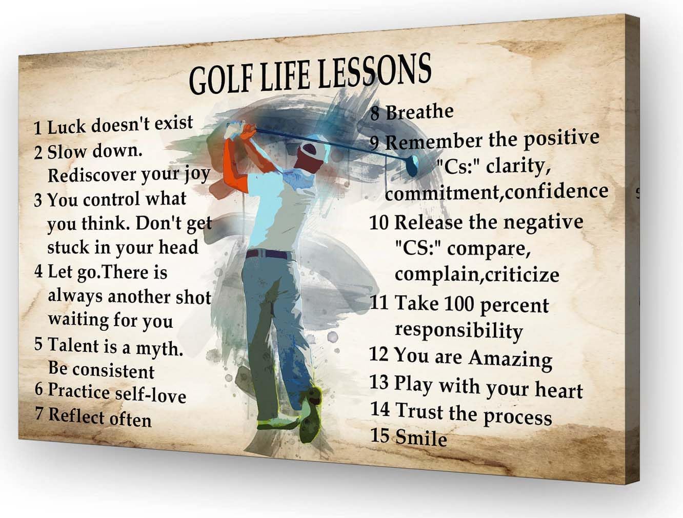 Wallpicss Vintage Golf Wall Art Framed Life Lessons Inspirational Quote Poster Golf Pictures Painting Artwork Motivational Art Prints 16x24 inches