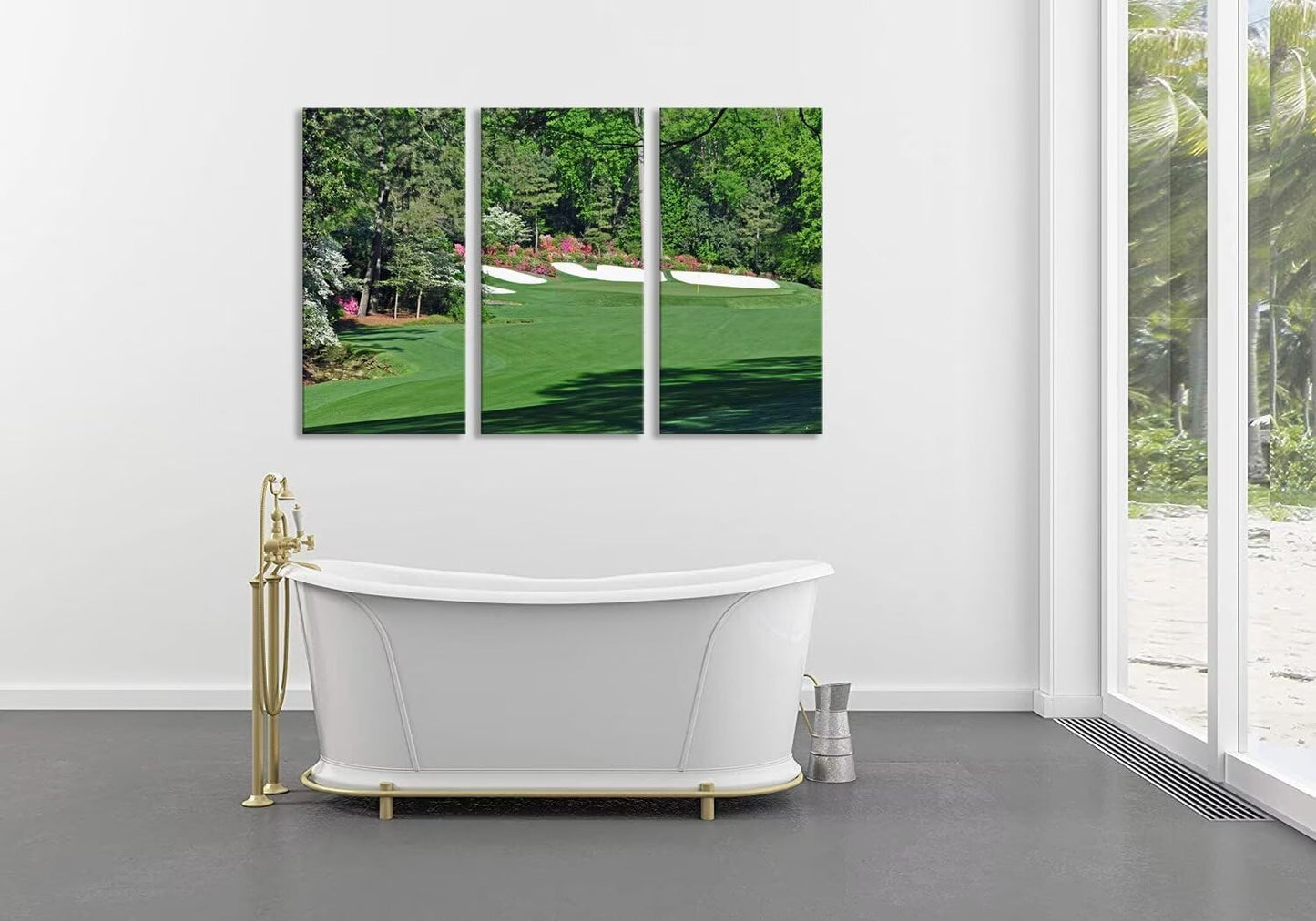 Augusta National Golf Course Wall Art Pictures - Augusta Golf Course Wall Decor for Living Room Bedroom Bathroom Home Decorations Golf Posters Canvas Prints Framed Ready to Hang(14''W x 28''H x3)