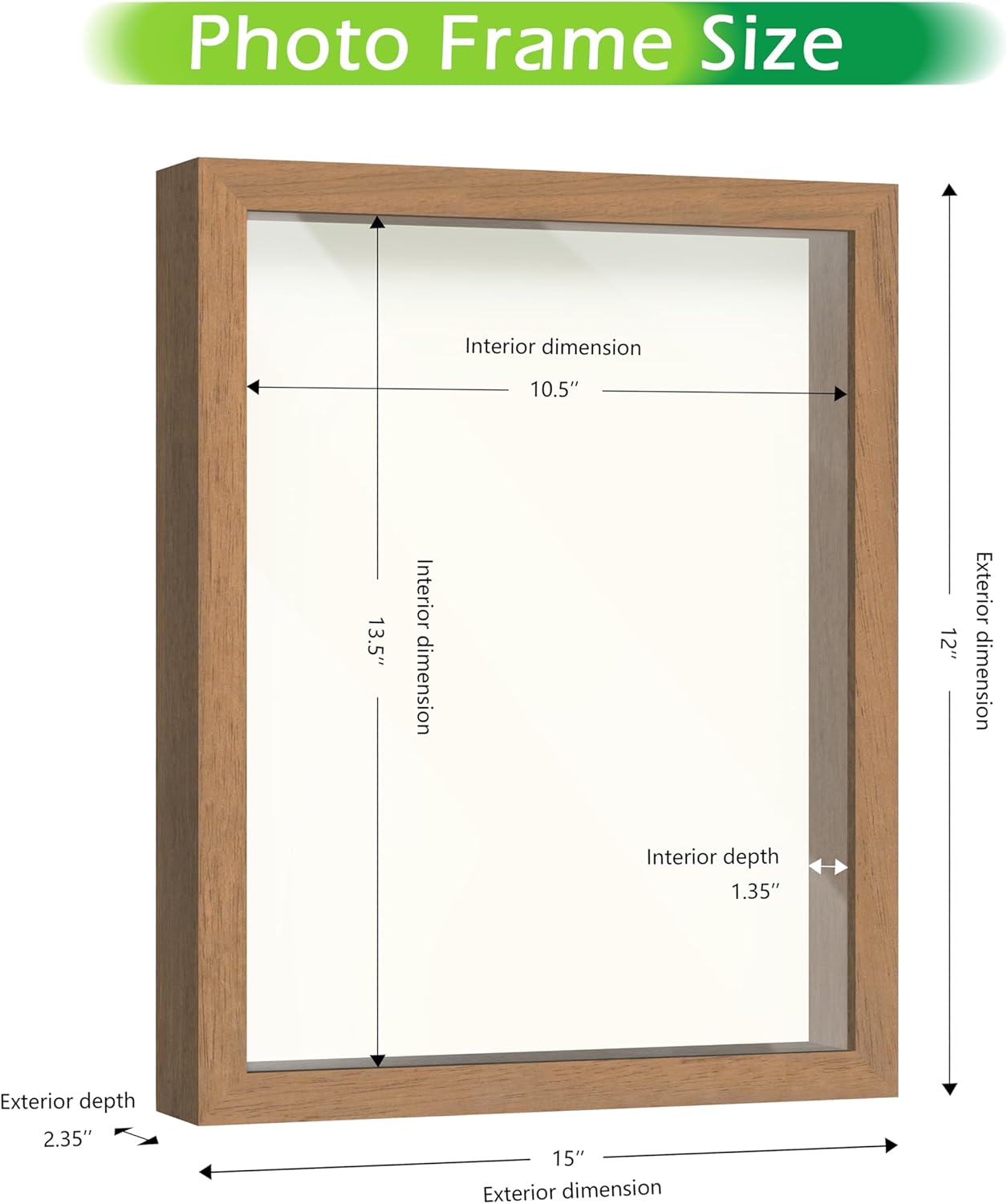FrameWorks 11” x 14” Golden Oak Wooden Shadow Box Frame – Display Case with Soft Felt Back, Memory Box with Tempered Glass, Display Box with Elegant White Ball Push Pins, Wooden Flower Box