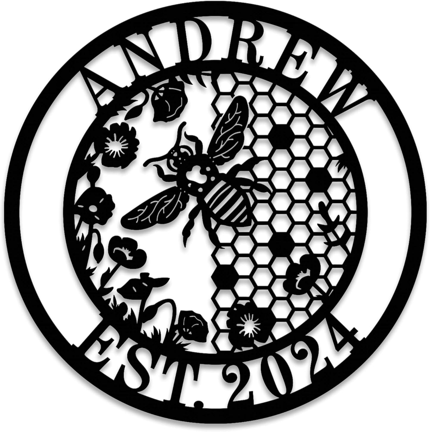 Personalized Honey Bee Metal Wall Art Custom Outdoor Garden Sign Name Bee Farm Decor Gift for Gardener or Bee Keeper Custom Honey Farm Sign