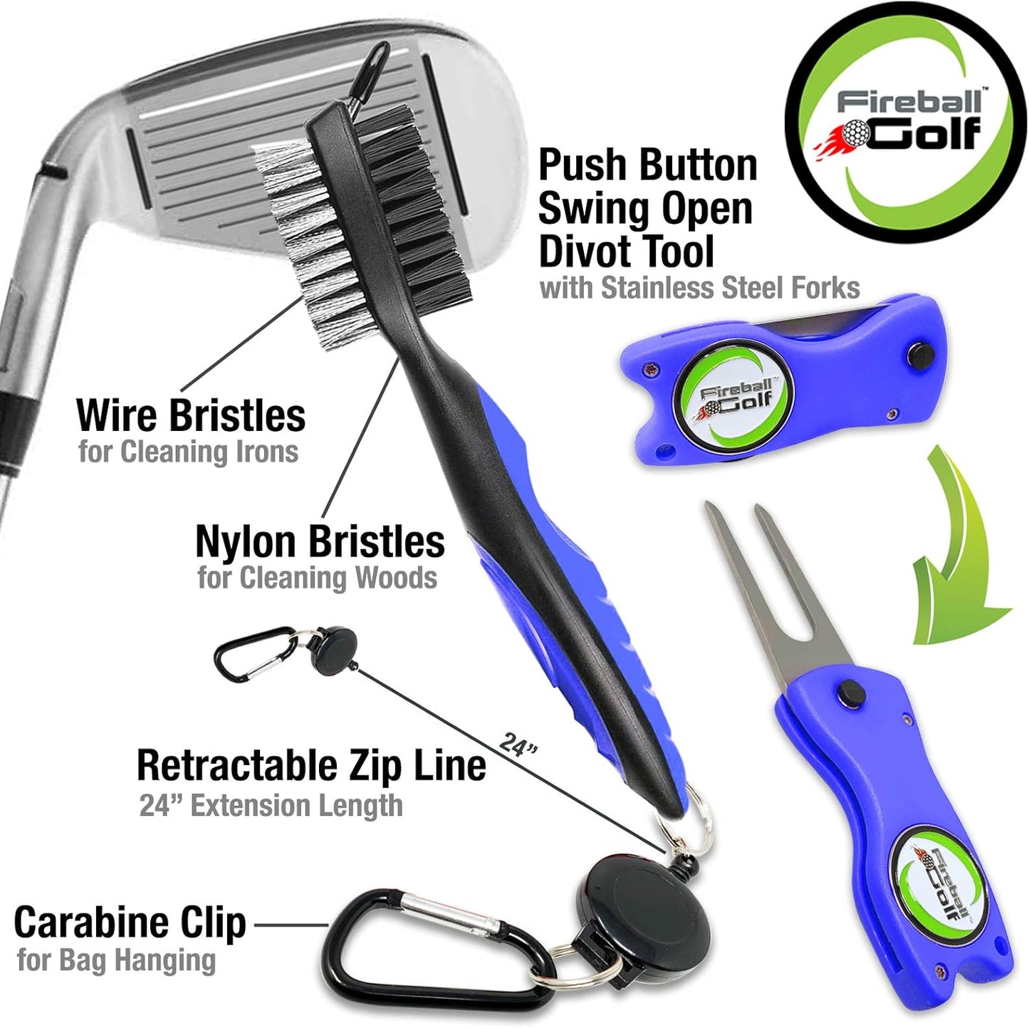 Towel Gifts and Accessories Set (Many Colors) - 3 Golf Towels, Golf Divot Tool, Ball Marker, and Golf Cleaning Brush, Golf Gifts for Men, Women, Children