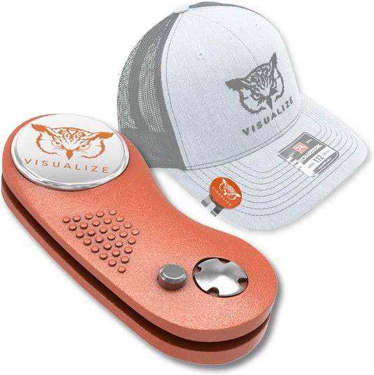 VISUALIZE Elite Switchblade Golf Divot Repair Tool Set with Ball Marker - Sturdy Anodized Aluminum - Perfect Golf Accessory Gift