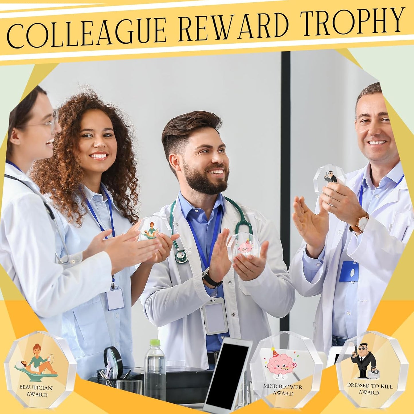 30 Pcs Funny Trophy Awards Gifts Bulk Christmas Small Clear Acrylic Team Reward Medallions for Employee Staff Appreciation Coworker Teacher Nurse Office