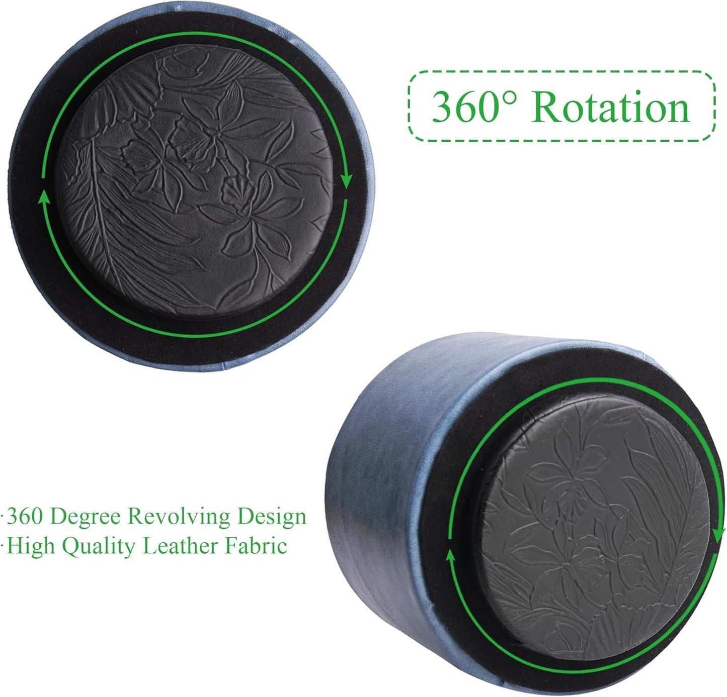 Hennaja Round Leather Art Supply Organizer,Remote Control Holder,360 Degree Spinning,Multi-Functional Pencil Holder,4 Compartments Desktop Stationary Organizer(1-Oil Blue)