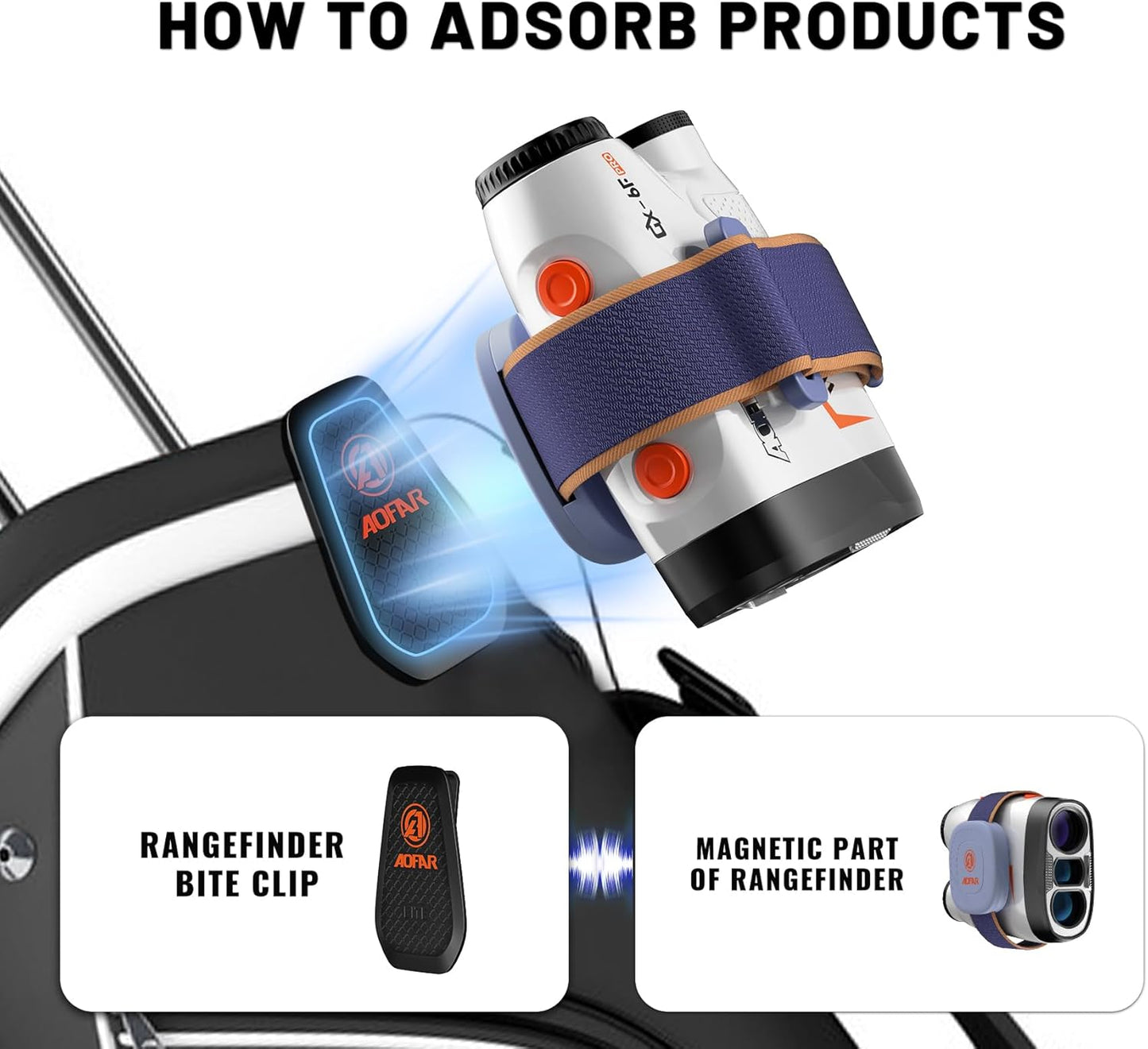 AOFAR Metal Landing Pad, Rangefinder Bite Clip for Magnetic Towel, Golf Rangefinder, Magnetic Accessories, Easy to Install on Belt or Bag