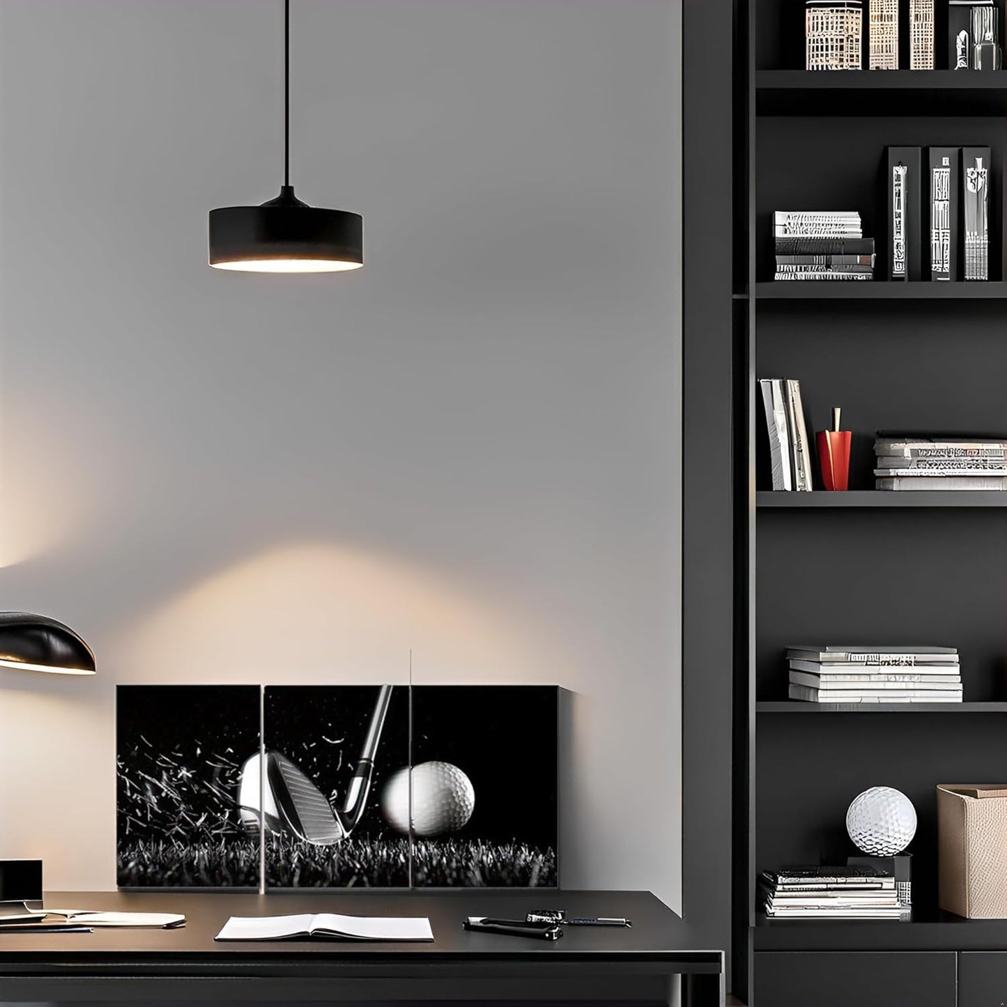 TAOMI Golf Course Sport Fan Boy's Bedroom Gym Black Artwork 3 Pieces Black and White Canvas Wall Art Golf Pictures for Man Cave Sport Home Wall Décor Frame 12x16inch Minimalist