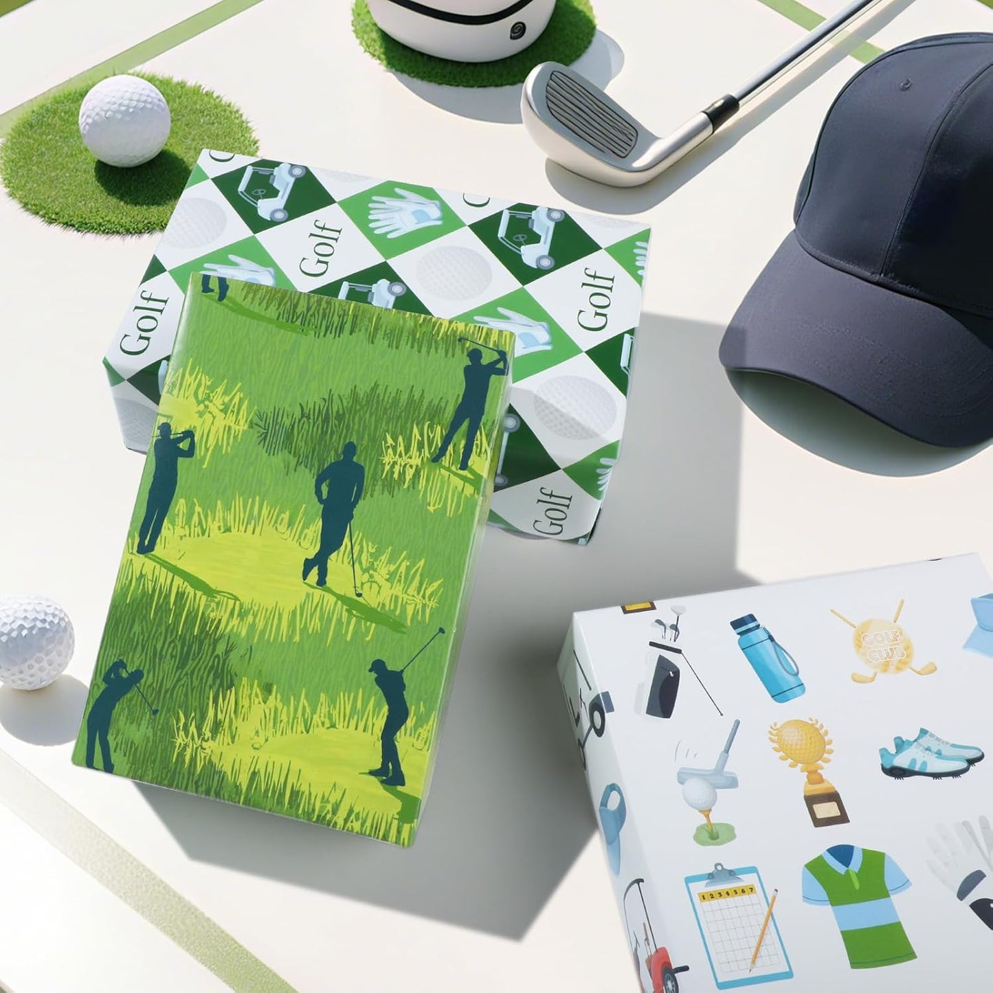 Golf Wrapping Paper 12 Sheets Carts Bags Fore Designs Gift Wrap for Golf Lovers, Players, Coaches, 20"×28"
