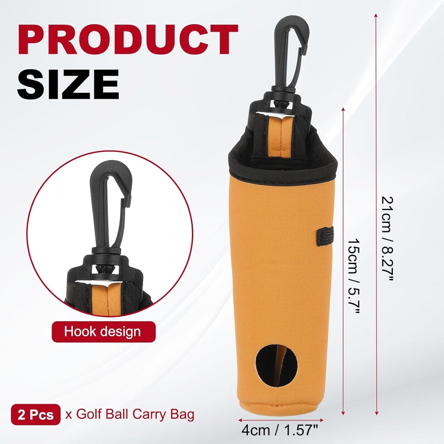 uxcell Golf Ball Carry Bag, Waist-Mounted Storage Bag Neoprene Golf Tee Holder Pouch with Lightweight Hook for Men and Women