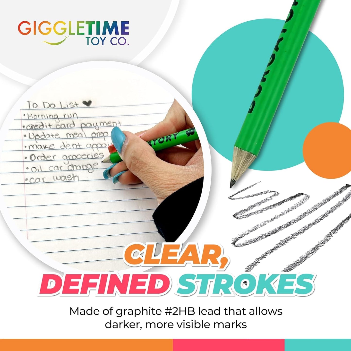 GRAPHITE Misprint Golf Pencils - Round and Hexagon Wood, Pre-Sharpened No-Eraser Design with 2 HB Lead - Ideal School Supplies and Classroom Must Haves, Perfect for Drawing or Writing - Box of 144 Pcs